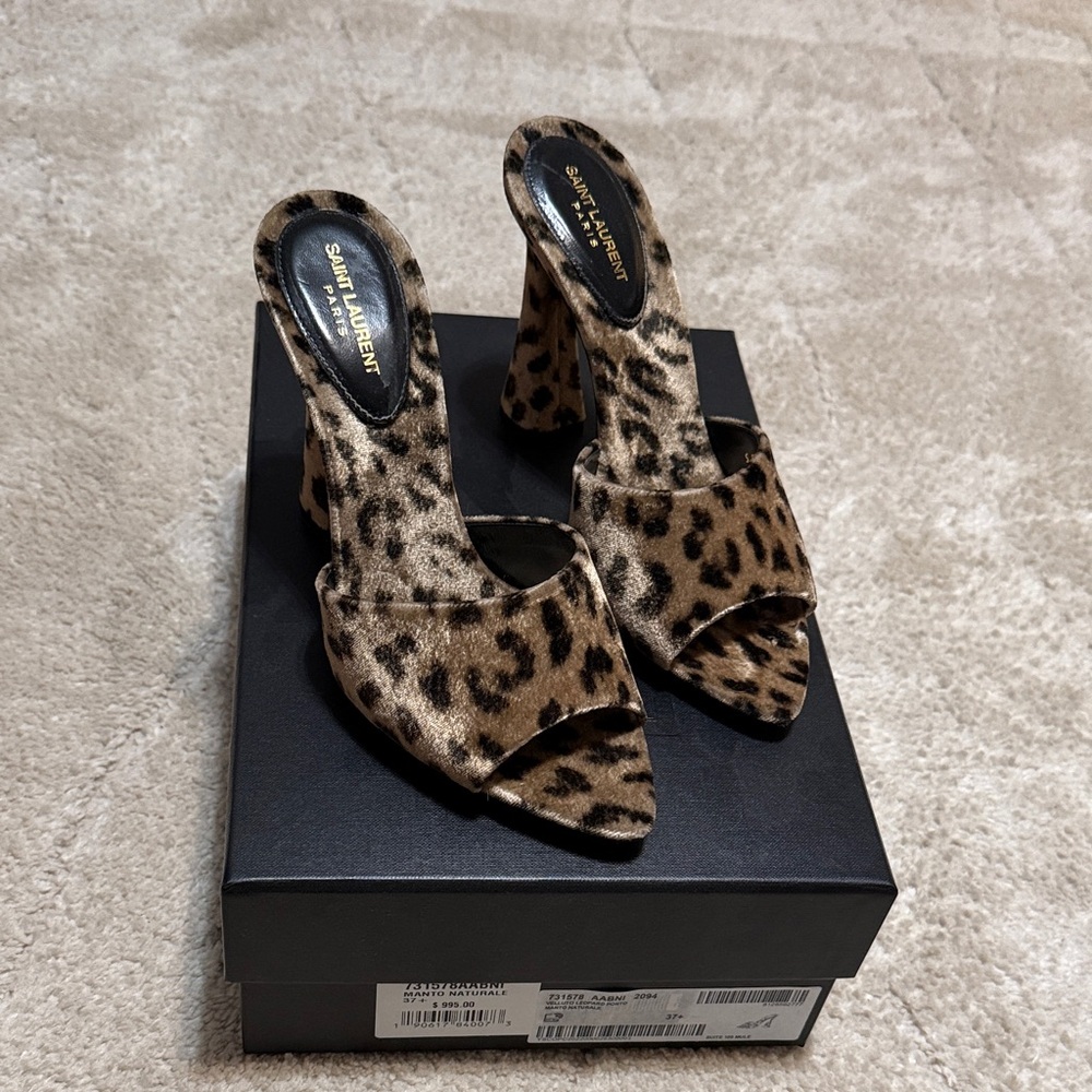 Saint Laurent Brown Leopard Print Heels